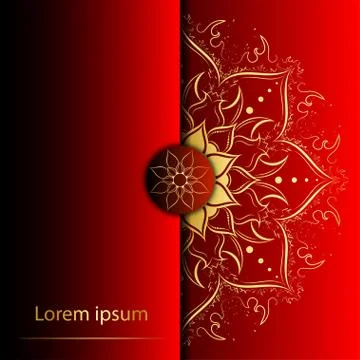 Circle pattern petal flower of mandala with gold color,Vector floral power ma Stock Illustration