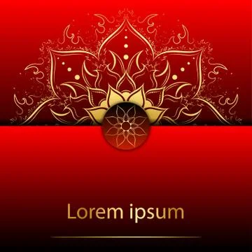 Circle pattern petal flower of mandala with gold color,Vector floral power ma Stock Illustration