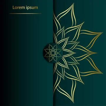 Circle pattern petal flower of mandala with gold color,Vector floral power ma Stock Illustration