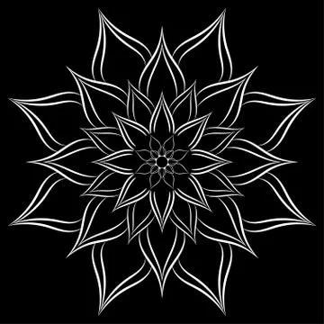 Circle pattern petal flower of mandala with black and white,Vector floral man Stock Illustration