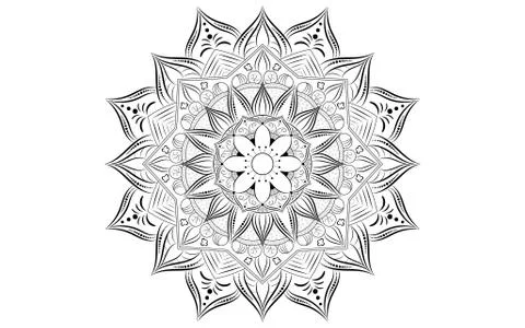 Circle pattern petal flower of mandala with black and white,Vector floral man Stock Illustration