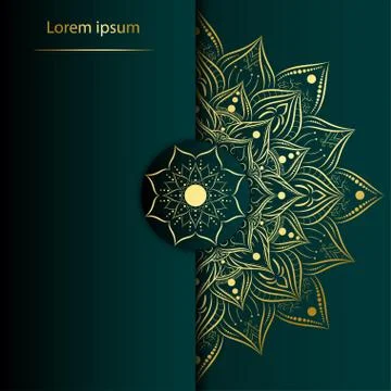 Circle pattern petal flower of mandala with gold color,Vector floral power ma Stock Illustration
