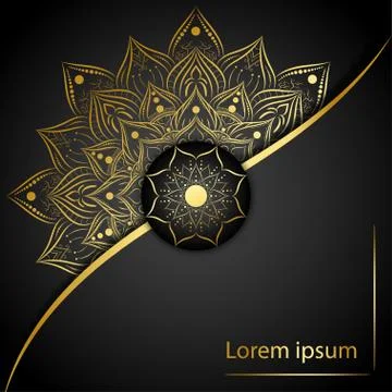 Circle pattern petal flower of mandala with gold color,Vector floral mandala  Stock Illustration
