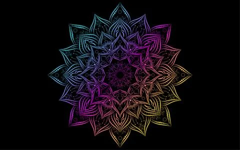 Circle pattern petal flower of mandala with Geadient colorful,Vector floral m Stock Illustration