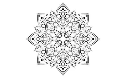 Circle pattern petal flower of mandala with black and white,Vector floral man Stock Illustration