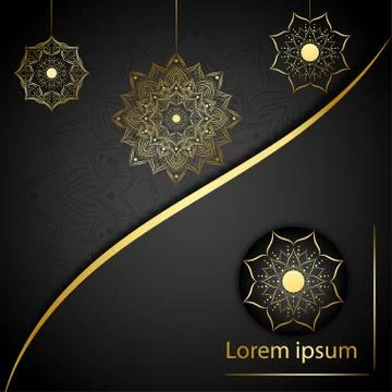 Circle pattern petal flower of mandala with gold color,Vector floral mandala  스톡 일러스트