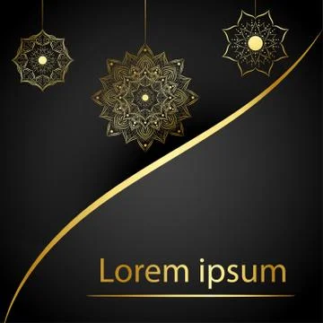 Circle pattern petal flower of mandala with gold color,Vector floral mandala  스톡 일러스트