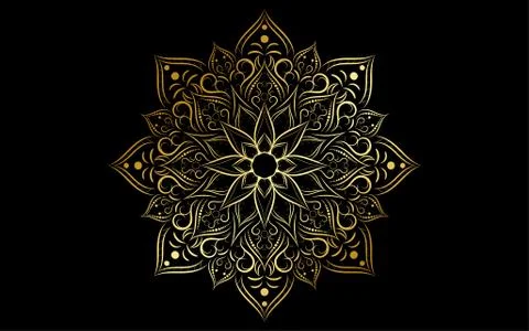 Circle pattern petal flower of mandala with gold color,Vector floral mandala  Stock Illustration