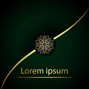 Circle pattern petal flower of mandala with gold color,Vector floral power ma Illustrazione stock