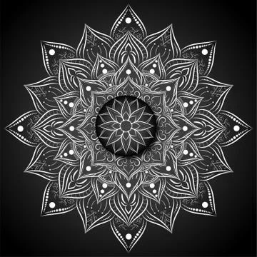Circle pattern petal flower of mandala with black and white,Vector floral man Stock Illustration