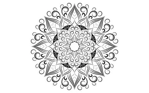 Circle pattern petal flower of mandala with black and white,Vector floral man Stock Illustration