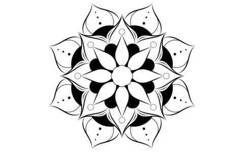 Circle pattern petal flower of mandala with black and white,Vector floral man Stock Illustration