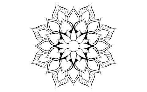 Circle pattern petal flower of mandala with black and white,Vector floral man Stock Illustration