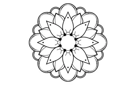 Circle pattern petal flower of mandala with black and white,Vector floral man Illustrazione stock