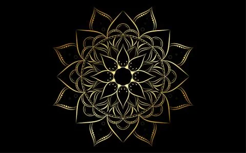 Circle pattern petal flower of mandala with gold color,Vector floral mandala  Stock Illustration
