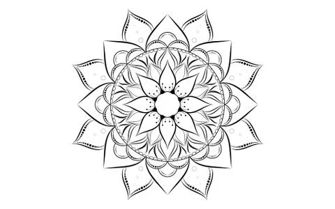 Circle pattern petal flower of mandala with black and white,Vector floral man Stock Illustration