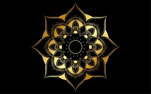 Circle pattern petal flower of mandala with black and white,Vector floral man Stock Illustration