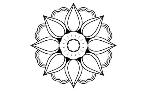 Circle pattern petal flower of mandala with black and white,Vector floral man イラスト素材