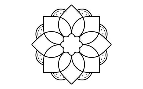 Circle pattern petal flower of mandala with black and white,Vector floral man Stock Illustration