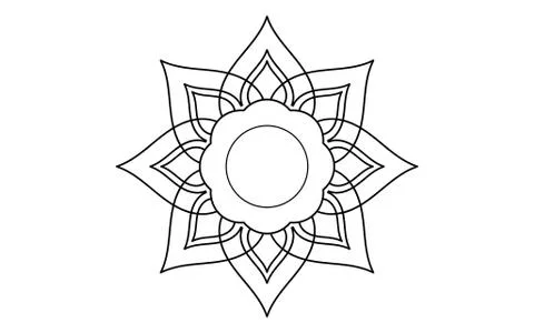 Circle pattern petal flower of mandala with black and white,Vector floral man Stock Illustration
