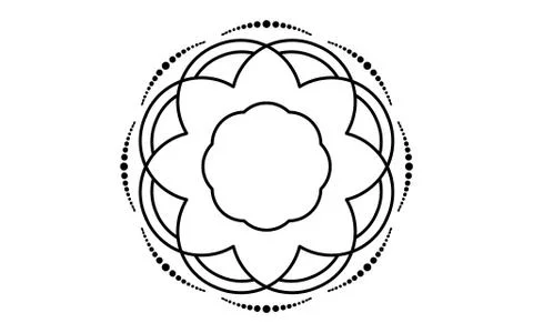 Circle pattern petal flower of mandala with black and white,Vector floral man Stock Illustration