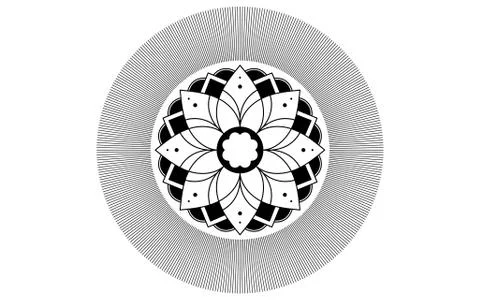 Circle pattern petal flower of mandala with black and white,Vector floral man 스톡 일러스트