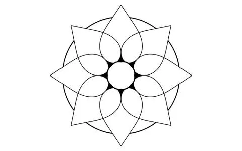 Circle pattern petal flower of mandala with black and white,Vector floral man Stock Illustration