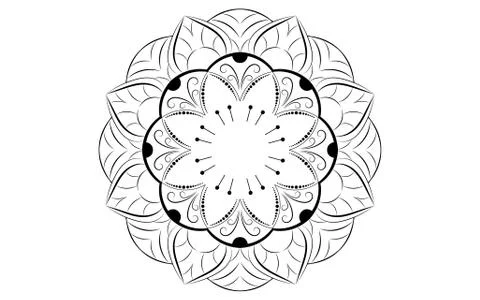 Circle pattern petal flower of mandala with black and white,Vector floral mandal Stock Illustration