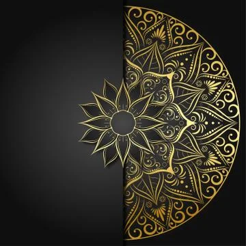 Circle pattern petal flower of mandala with gold color,Vector floral mandala  Illustrazione stock