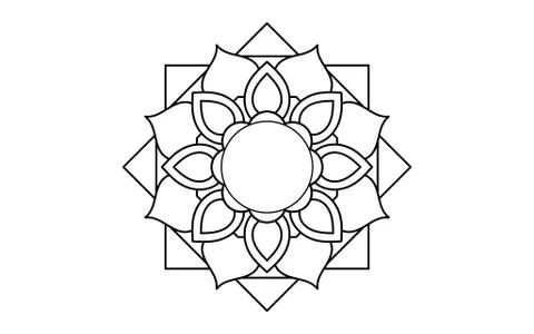 Circle pattern petal flower of mandala with black and white,Vector floral man Stock Illustration