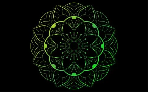 Circle pattern petal flower of mandala with Geadient colorful,Vector floral m Stock Illustration
