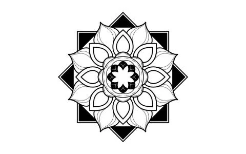 Circle pattern petal flower of mandala with black and white,Vector floral mandal Stock Illustration