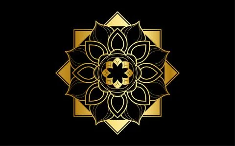 Circle pattern petal flower of mandala with gold color,Vector floral mandala  Stock Illustration