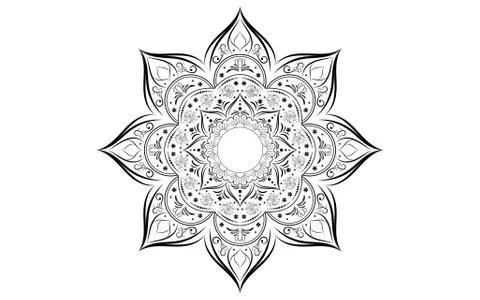 Circle pattern petal flower of mandala with black and white,Vector floral man 스톡 일러스트