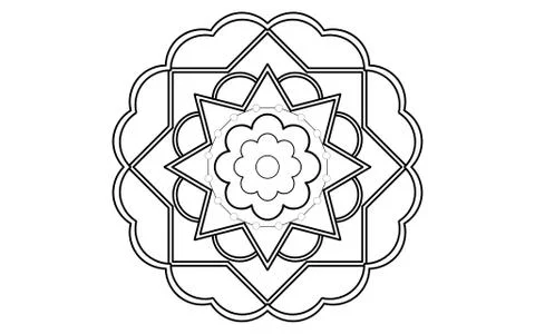 Circle pattern petal flower of mandala with black and white,Vector floral man Stock Illustration