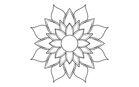 Circle pattern petal flower of mandala with black and white,Vector floral man 스톡 일러스트