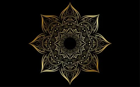 Circle pattern petal flower of mandala with gold color,Vector floral mandala  Illustrazione stock