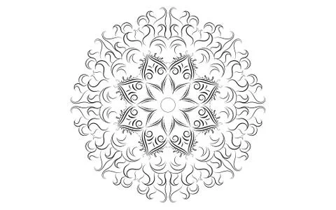 Circle pattern petal flower of mandala with black and white,Vector floral man Stock Illustration