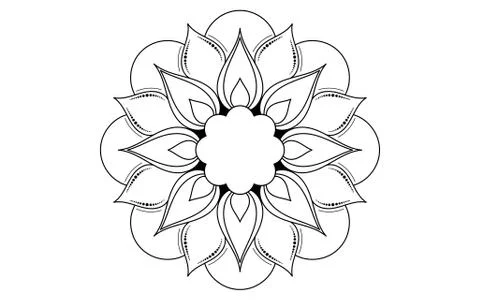 Circle pattern petal flower of mandala with black and white,Vector floral man Illustrazione stock