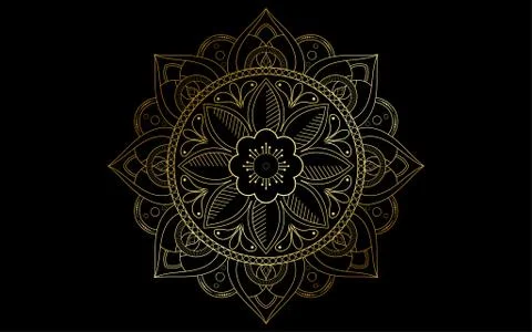 Circle pattern petal flower of mandala with gold color,Vector floral mandala pat 스톡 일러스트