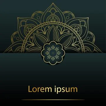 Circle pattern petal flower of mandala with gold color,Vector floral power ma Illustrazione stock