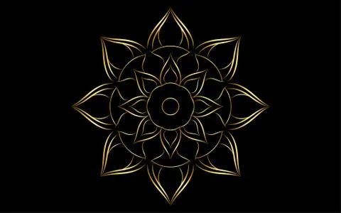 Circle pattern petal flower of mandala with gold color,Vector floral mandala  Stock Illustration