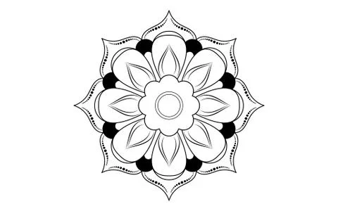 Circle pattern petal flower of mandala with black and white,Vector floral man Stock Illustration