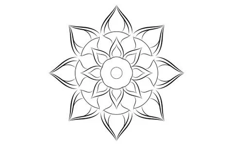 Circle pattern petal flower of mandala with black and white,Vector floral man 스톡 일러스트