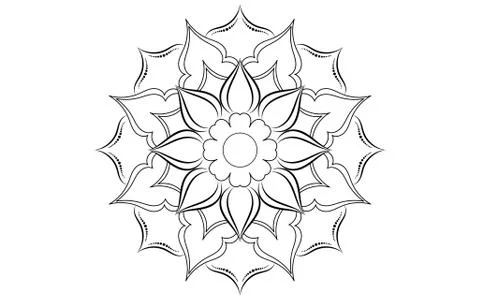 Circle pattern petal flower of mandala with black and white,Vector floral man Stock Illustration