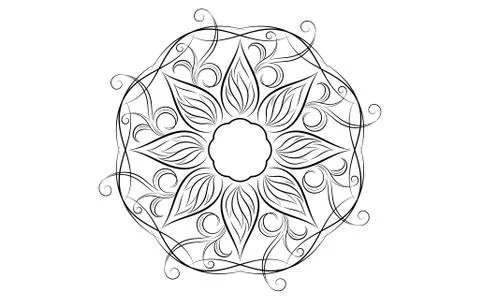 Circle pattern petal flower of mandala with black and white,Vector floral man 스톡 일러스트