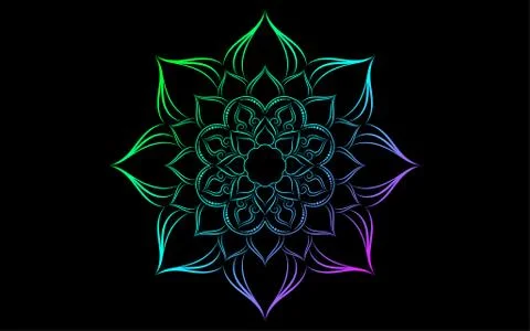 Circle pattern petal flower of mandala with Geadient colorful,Vector floral m Stock Illustration