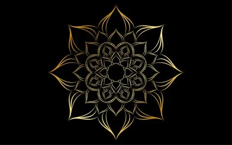 Circle pattern petal flower of mandala with gold color,Vector floral mandala  Illustrazione stock