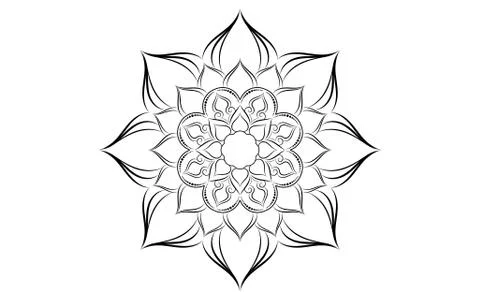 Circle pattern petal flower of mandala with black and white,Vector floral man Stock Illustration
