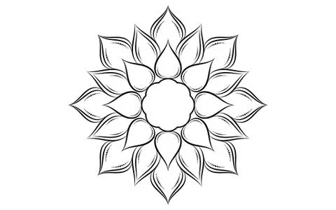 Circle pattern petal flower of mandala with black and white,Vector floral man Illustrazione stock